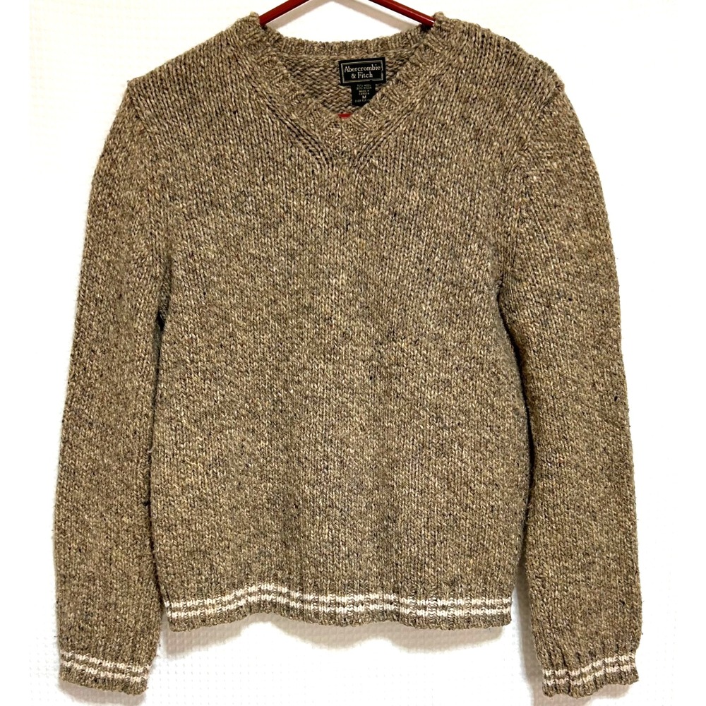 Vintage 90s Abercrombie & Fitch Women's Size M Wool Blend V-Neck Sweater i.